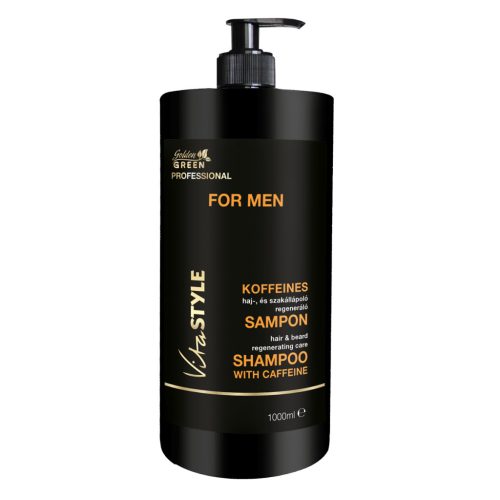 Golden Green Men koffeines haj és szakáll ápoló sampon 1000ml